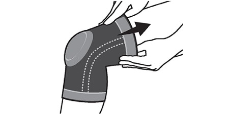 Schéma illustrant la deuxième étape de l'application de la FUTURO™ Genouillère Stabilisatrice Ultra Performance
